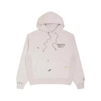 Gallery Dept. Logo-print Paint-splattered Cotton-jersey Hoodie In White