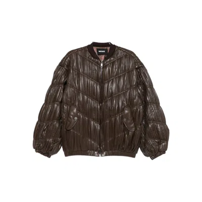 Rotate Birger Christensen Pleated Bomber Jacket In Brown