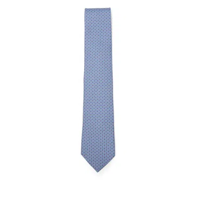 Ferragamo Patterned Tie In Blue