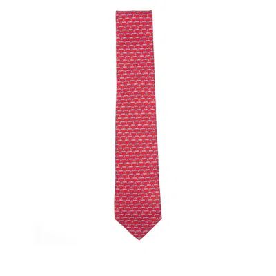 Ferragamo Race-patterned Tie In Red