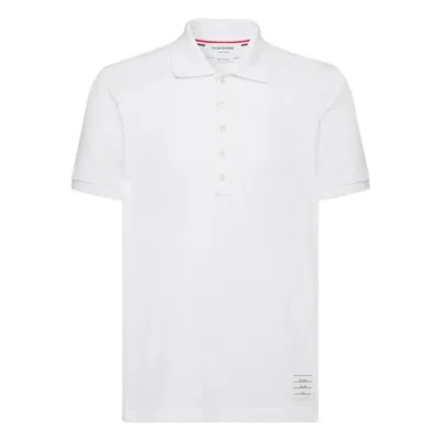 Thom Browne Cotton Polo Shirt Featuring Point Collar And Short Sleeves In White