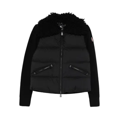 Moncler Down Jacket With Wool Inserts In Blue