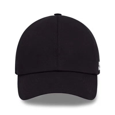 Courrèges Structured Black Cotton Baseball Cap With Embroidered Logo In Black