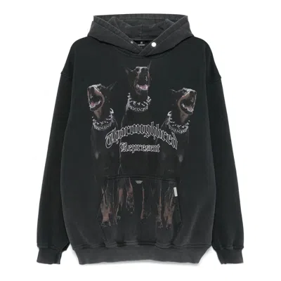 Represent Vintage Black Hoodie With Doberman Graphic And Classic Features In Black