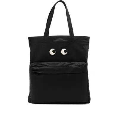 Anya Hindmarch Women Black Nylon Eyes Shopping Bag