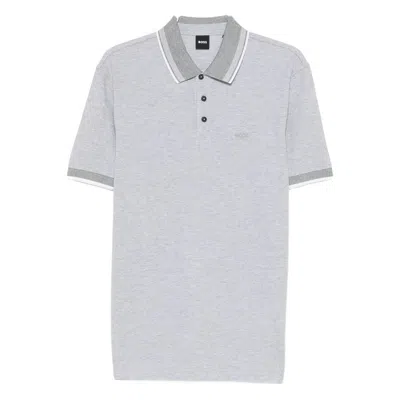 Hugo Boss Boss White Polo Shirts Men In Gray
