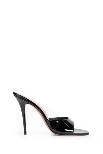 Amina Muaddi Womens Black Elodie 105 Patent Leather Heeled Slippers Eur 40 / 7 Uk In Black