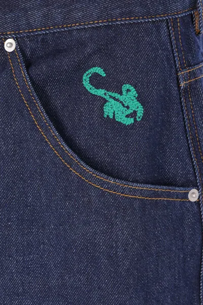 Cherry World Embroidered Jeans In Blue