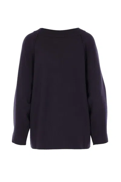 Max Mara Wool And Viscose Pullover With Raglan Sleeves In Blue
