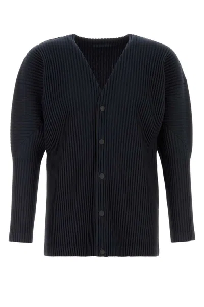 Issey Miyake Midnight Blue Polyester Cardigan In Black