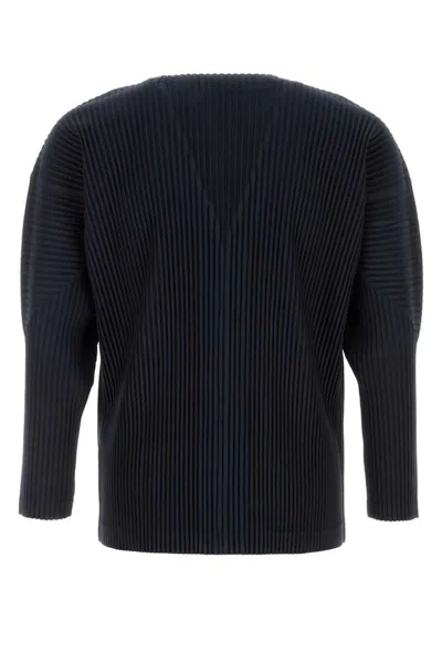 Issey Miyake Midnight Blue Polyester Cardigan In Black