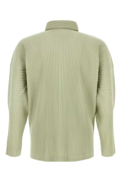 Issey Miyake Long Sleeve Structured Shoulder Polyester Shirt In Green