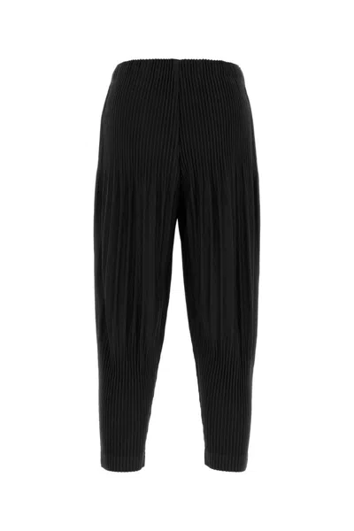 Issey Miyake Cropped Pleated Jogger Pants With Textured Finish In Black