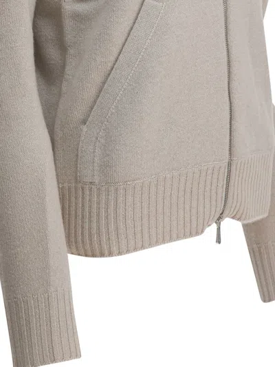 Drumohr Hooded Knitwear With Front Pockets And Ribbing In Neutral