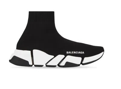 Balenciaga Black Stretch Fabric Speed 2.0 Sneakers In Multi