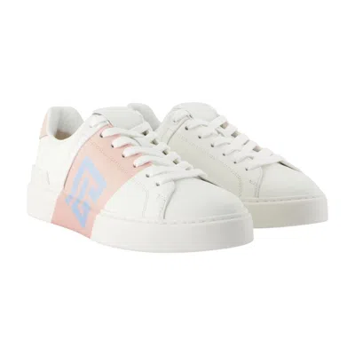 Balmain Court Sneakers Leather Lace-up Low-top In Multi