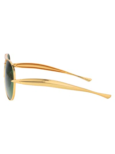 Bottega Veneta Gold Gold Green Metal Sunglasses In Gold