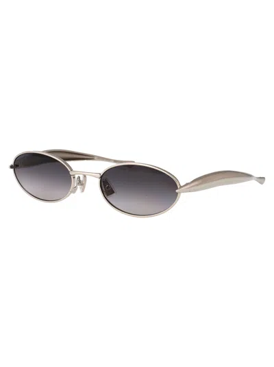 Bottega Veneta Silver-silver-grey Metal Sunglasses In Silver