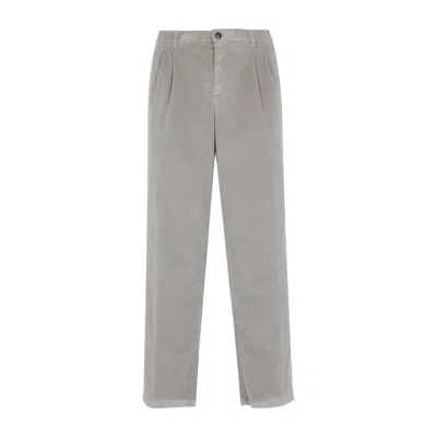 Canali Beige Double Pence Chino Cotton Pants In Gray