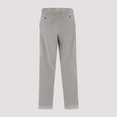 Canali Beige Double Pence Chino Cotton Pants In Gray