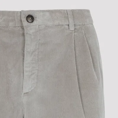 Canali Beige Double Pence Chino Cotton Pants In Gray