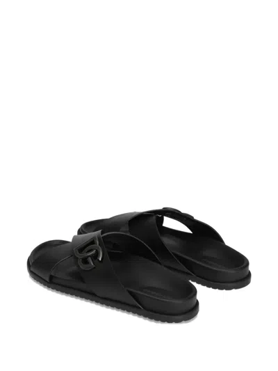 Dolce & Gabbana Calfskin Sandal In Black