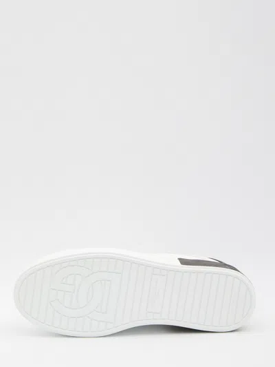 Dolce & Gabbana Portifano Panelled Leather Sneakers In White