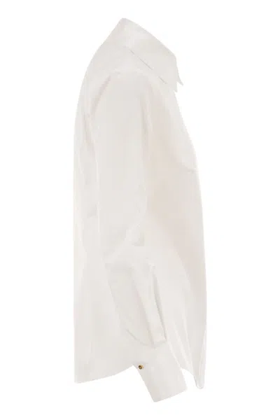 Elisabetta Franchi Cotton Poplin Shirt With Logo In White