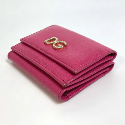 Pre-owned Dolce & Gabbana Pink Leather Wallet (tri-fold) ()