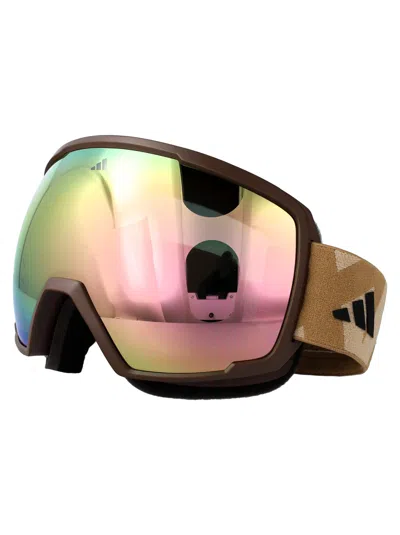 Adidas Originals Marrone Scuro Op / Marrone Specchiato Injected Sunglasses In Gold