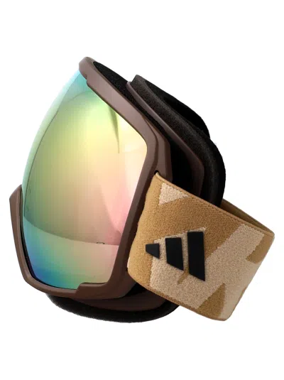 Adidas Originals Marrone Scuro Op / Marrone Specchiato Injected Sunglasses In Gold