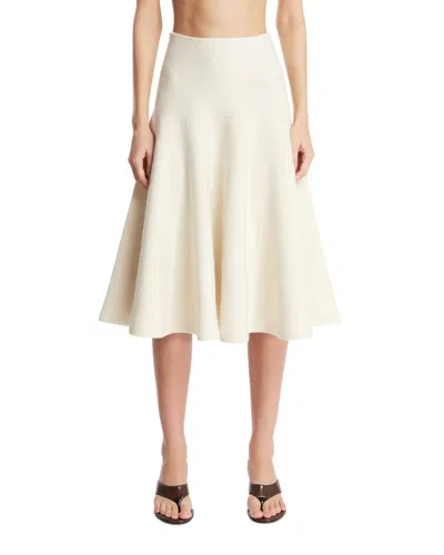Alaïa Alaia Flared Cashmere Knit Skirt In Neutral