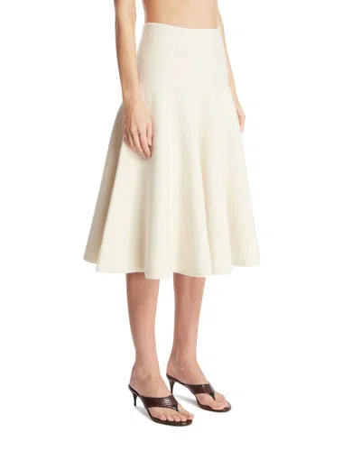 Alaïa Alaia Flared Cashmere Knit Skirt In Neutral