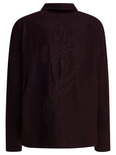 Autry Wool Blend Overshirt Jacket Jackets And Coats Bordeaux In Burgundy