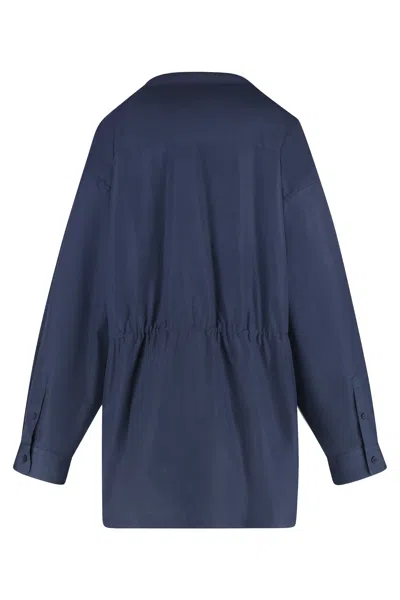 Balenciaga Cotton Shirtdress In Blue