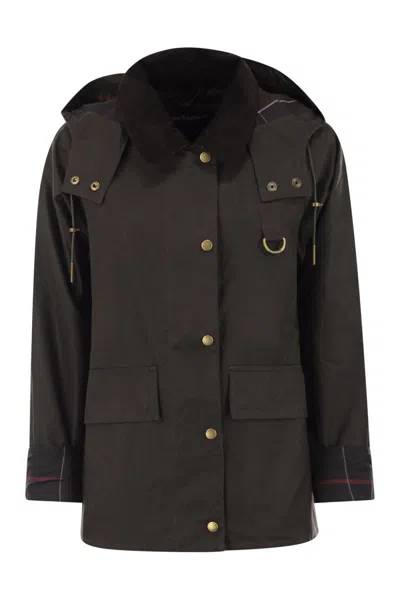 Barbour Avon Waxed Cotton Jacket In Black