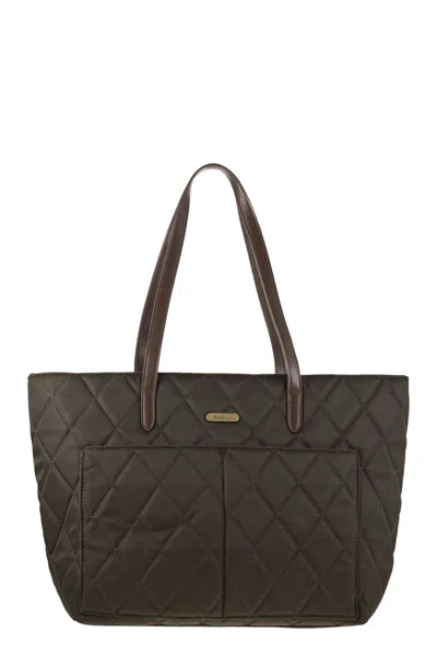 Barbour Quilted Shopping Bag In Gray