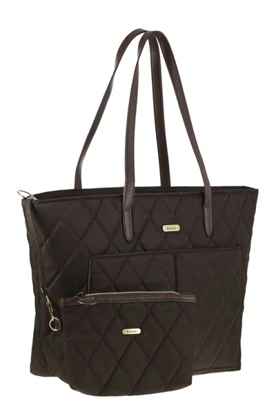 Barbour Quilted Shopping Bag In Gray