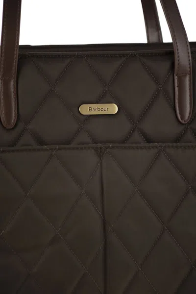 Barbour Quilted Shopping Bag In Gray