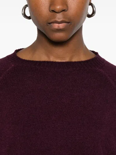 Base Milano Wool Crewneck Sweater In Burgundy