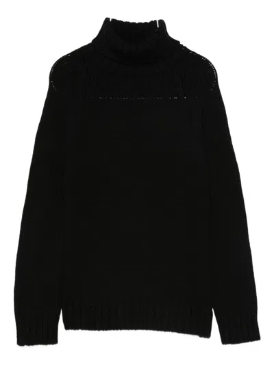 Base Milano Wool Turtle-neck Jumper In Black