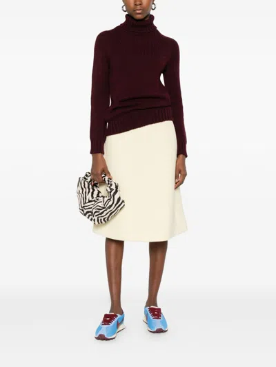 Base Milano Wool Turtle-neck Jumper In Burgundy