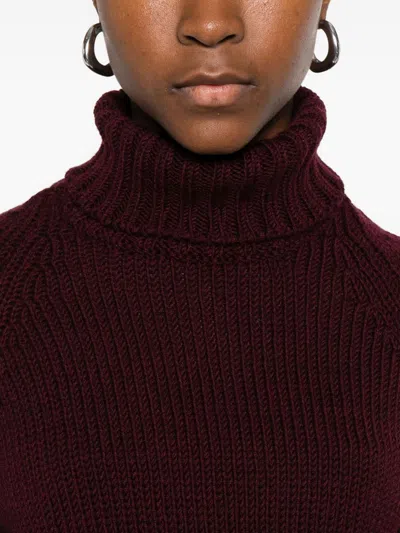 Base Milano Wool Turtle-neck Jumper In Burgundy