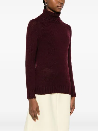 Base Milano Wool Turtle-neck Jumper In Burgundy