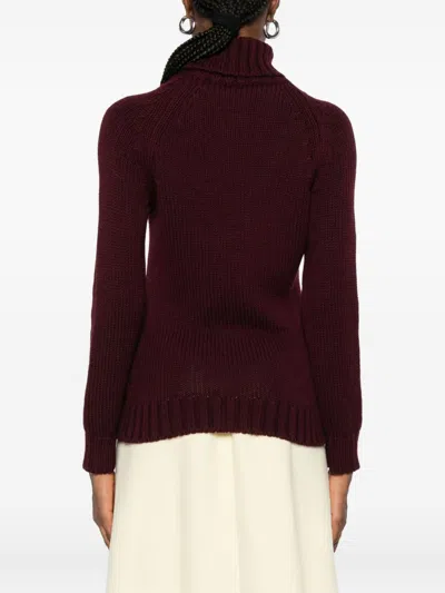 Base Milano Wool Turtle-neck Jumper In Burgundy