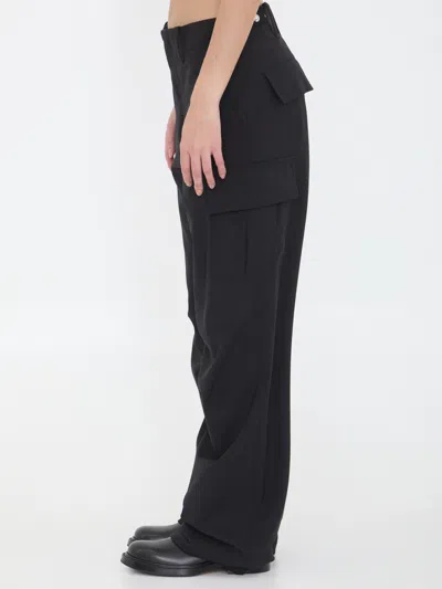 Bottega Veneta High Waist Cargo Trousers Featuring Pockets In Black