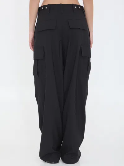 Bottega Veneta High Waist Cargo Trousers Featuring Pockets In Black