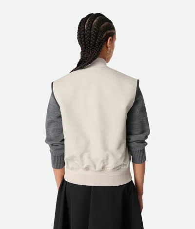 Bottega Veneta Twill Vest With Ribbed Collar And Hem In Neutral