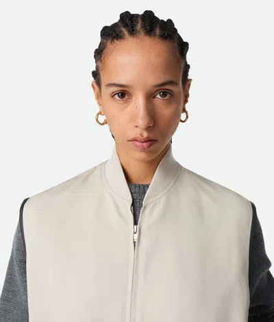 Bottega Veneta Twill Vest With Ribbed Collar And Hem In Neutral