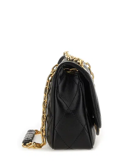 Burberry Black Quilted Crossbody Bag With Ekd Plaque On The Front And Chain-link Shoulder Strap In Leather Wo In Black